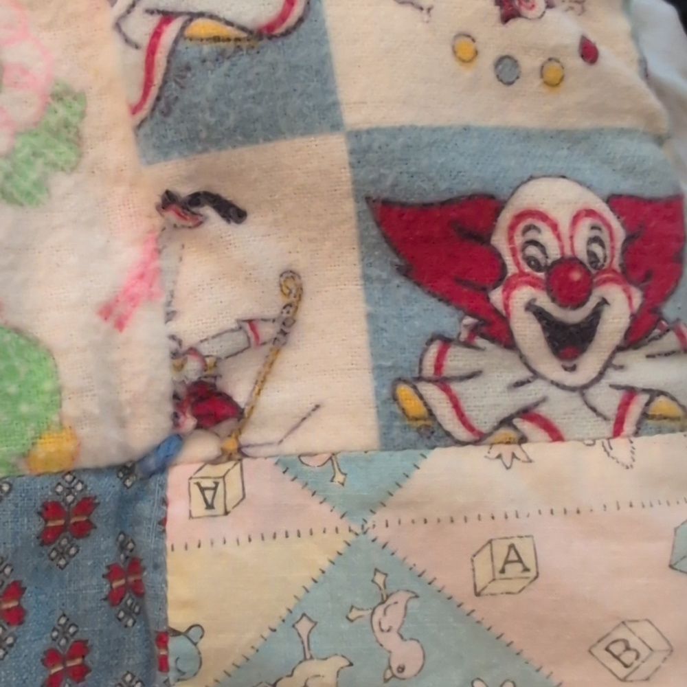 Vintage Homespun patchwork baby quilt floral zoo cottage core - Picture 6 of 10